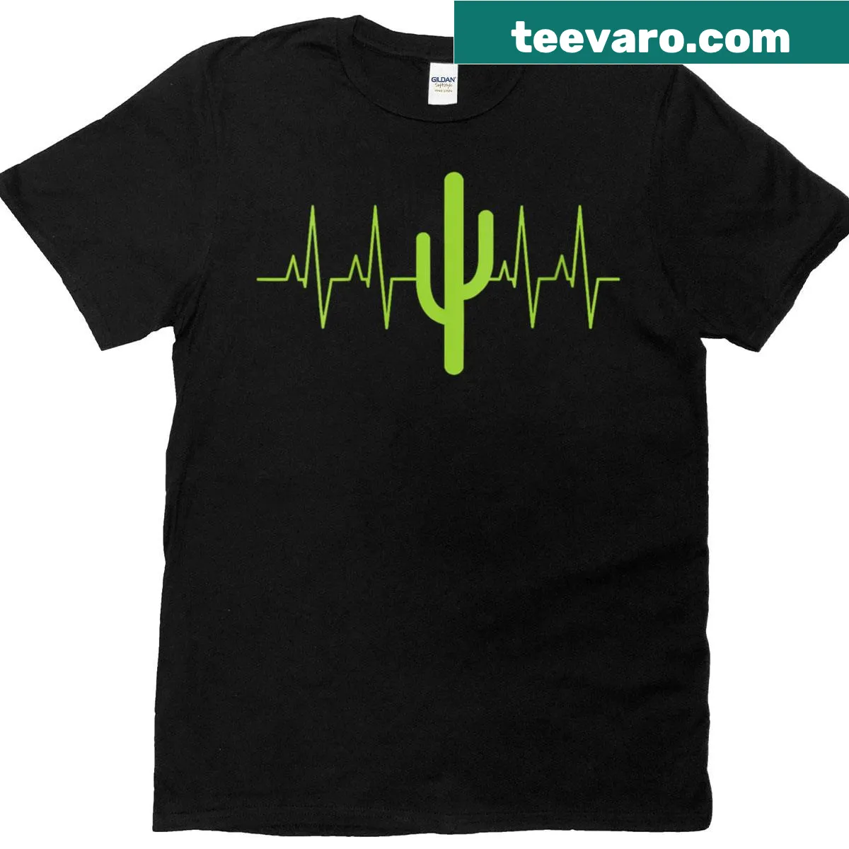 Cactus heartbeat graphic illustrating love for gardening — on a men's t-shirt