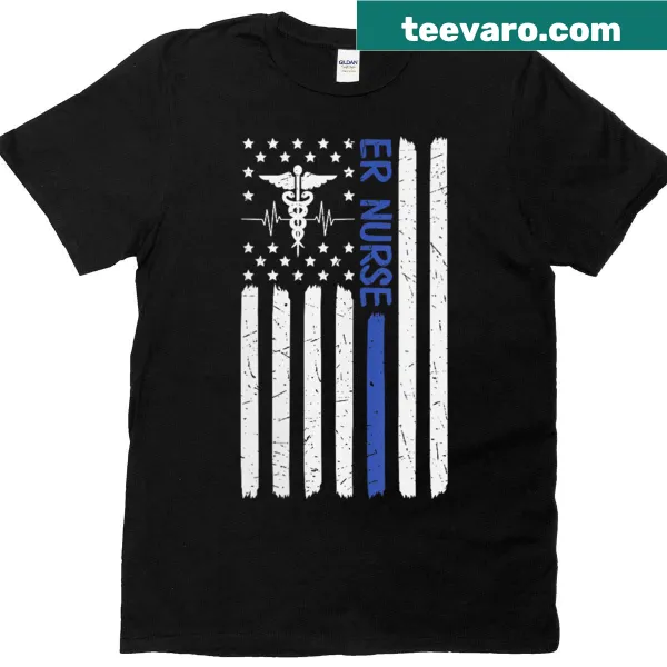 Medical flag design on a women's t-shirt for ER nurses with empowering text