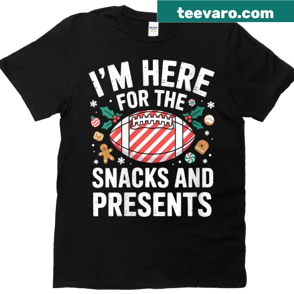 Funny Christmas T-shirt with football and snack-themed text