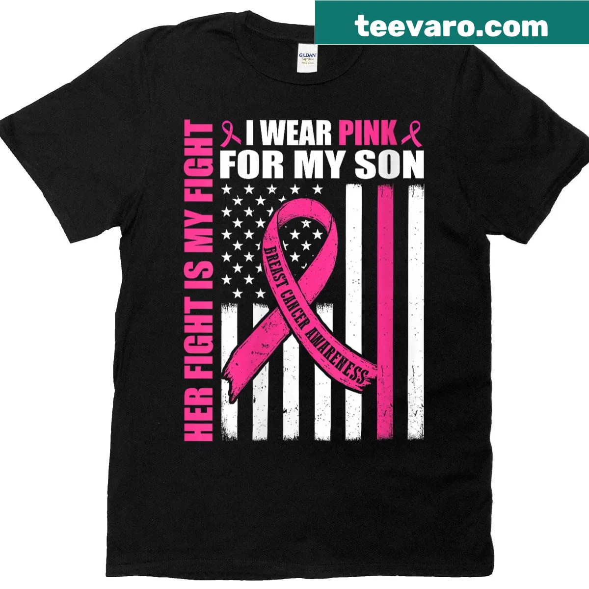 Supportive breast cancer awareness graphic on a T-shirt — on a men's t-shirt