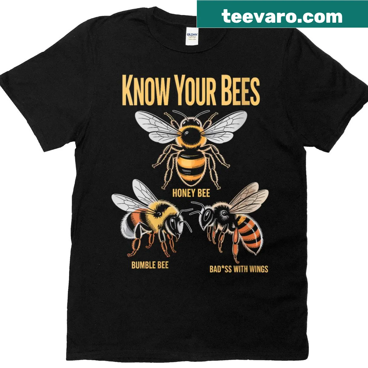 Informative t-shirt for women celebrating beekeeping and bees — on a men's t-shirt