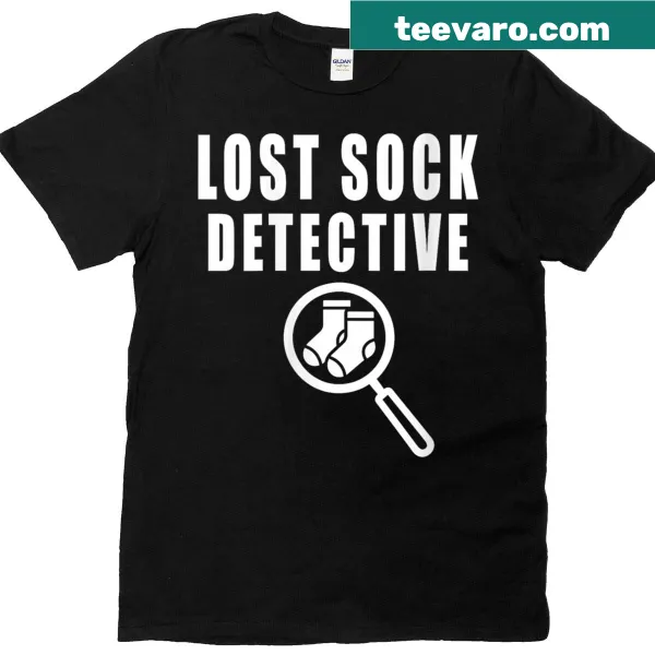 T-shirt with the phrase 'Lost Sock Detective' in a playful font