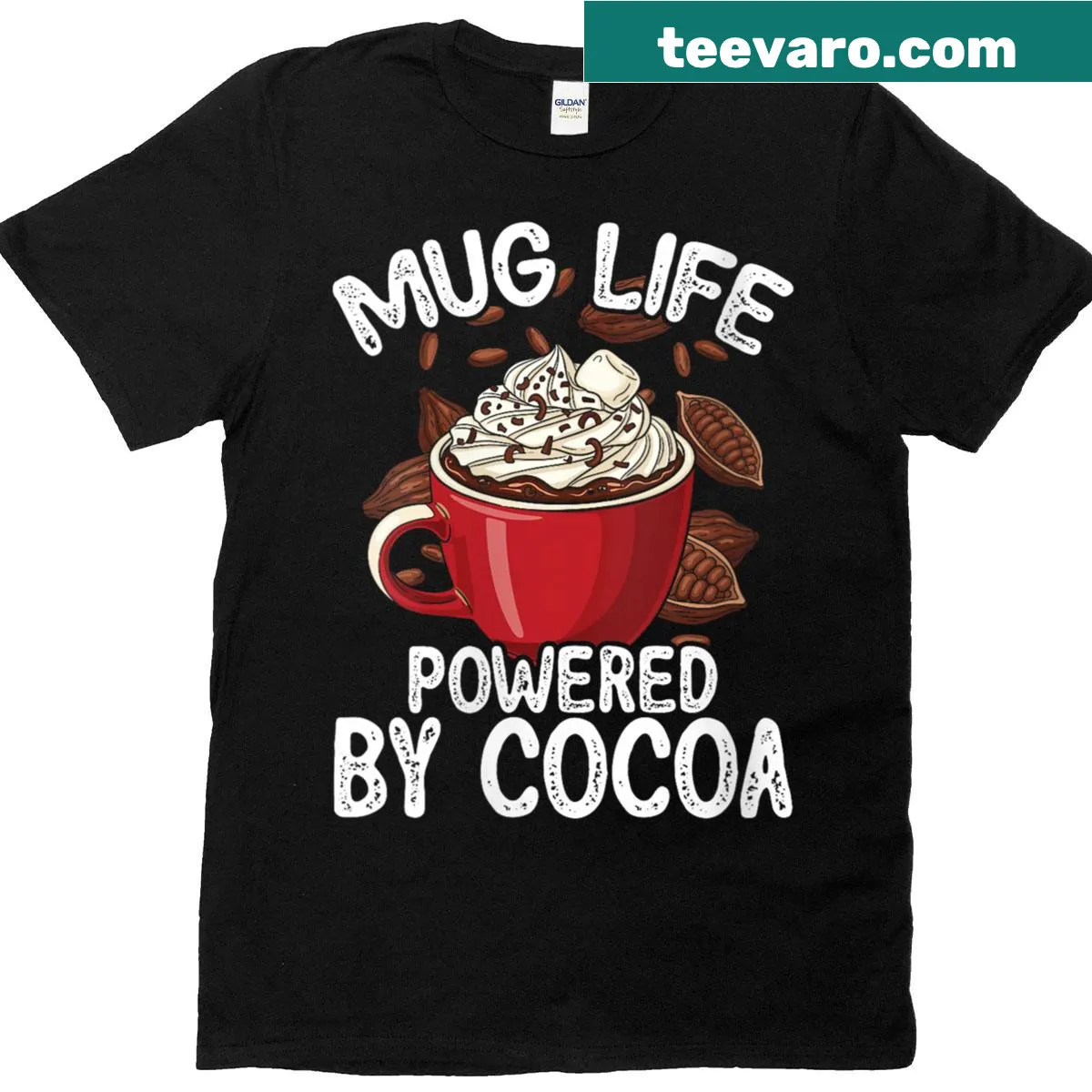 Funny T-shirt about cocoa and mug life — on a men's t-shirt