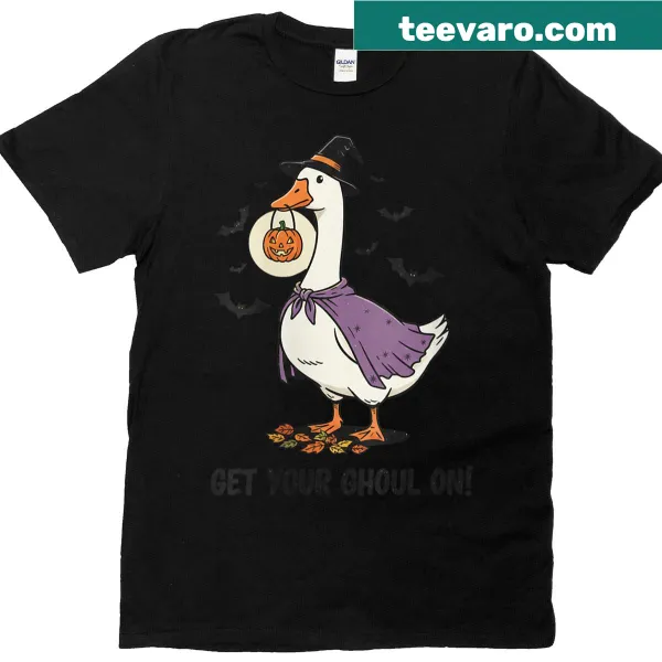 Funny Halloween t-shirt featuring a cartoon goose with the phrase 'Honk or Treat'.