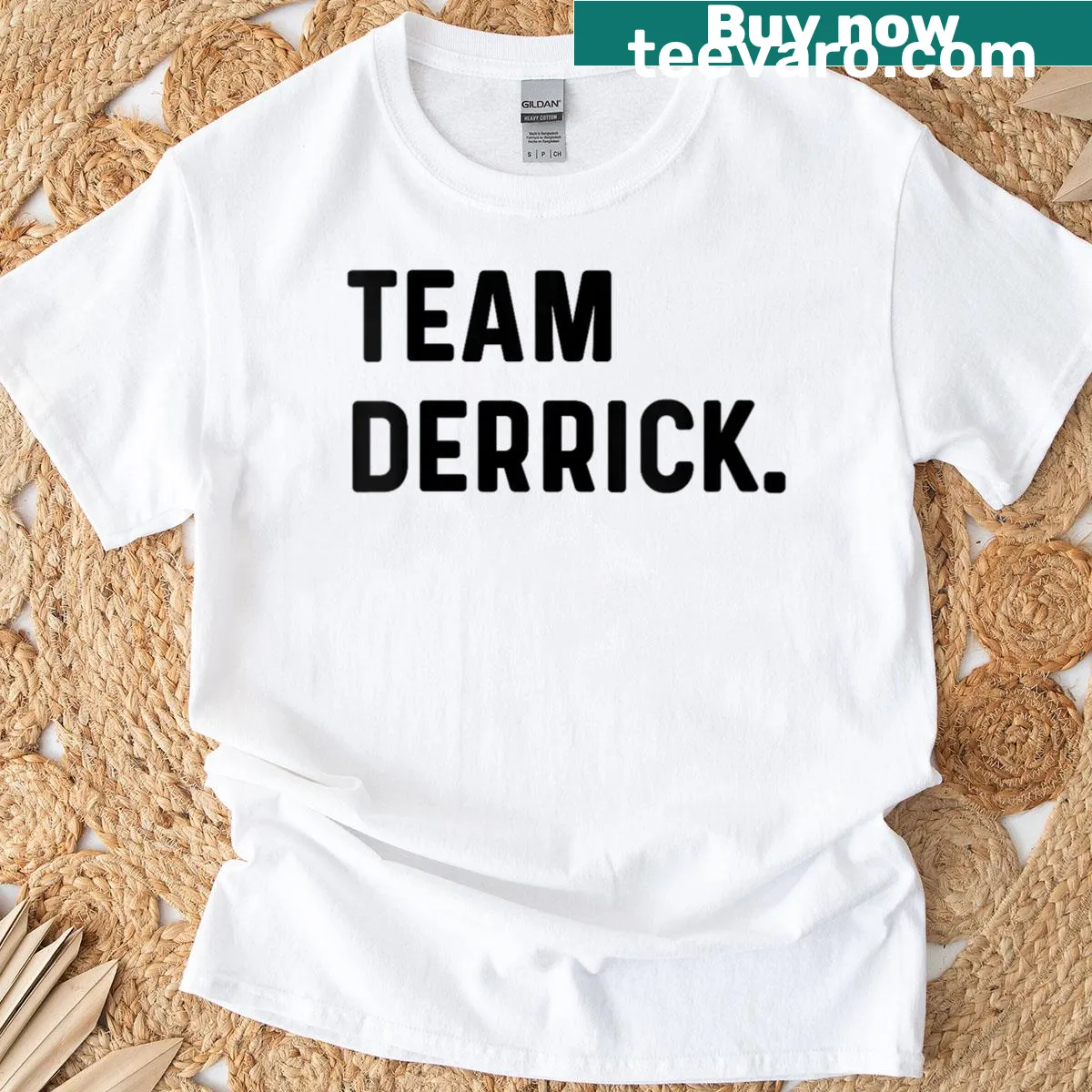 Team Derrick name graphic on a women's t-shirt — on a men's t-shirt