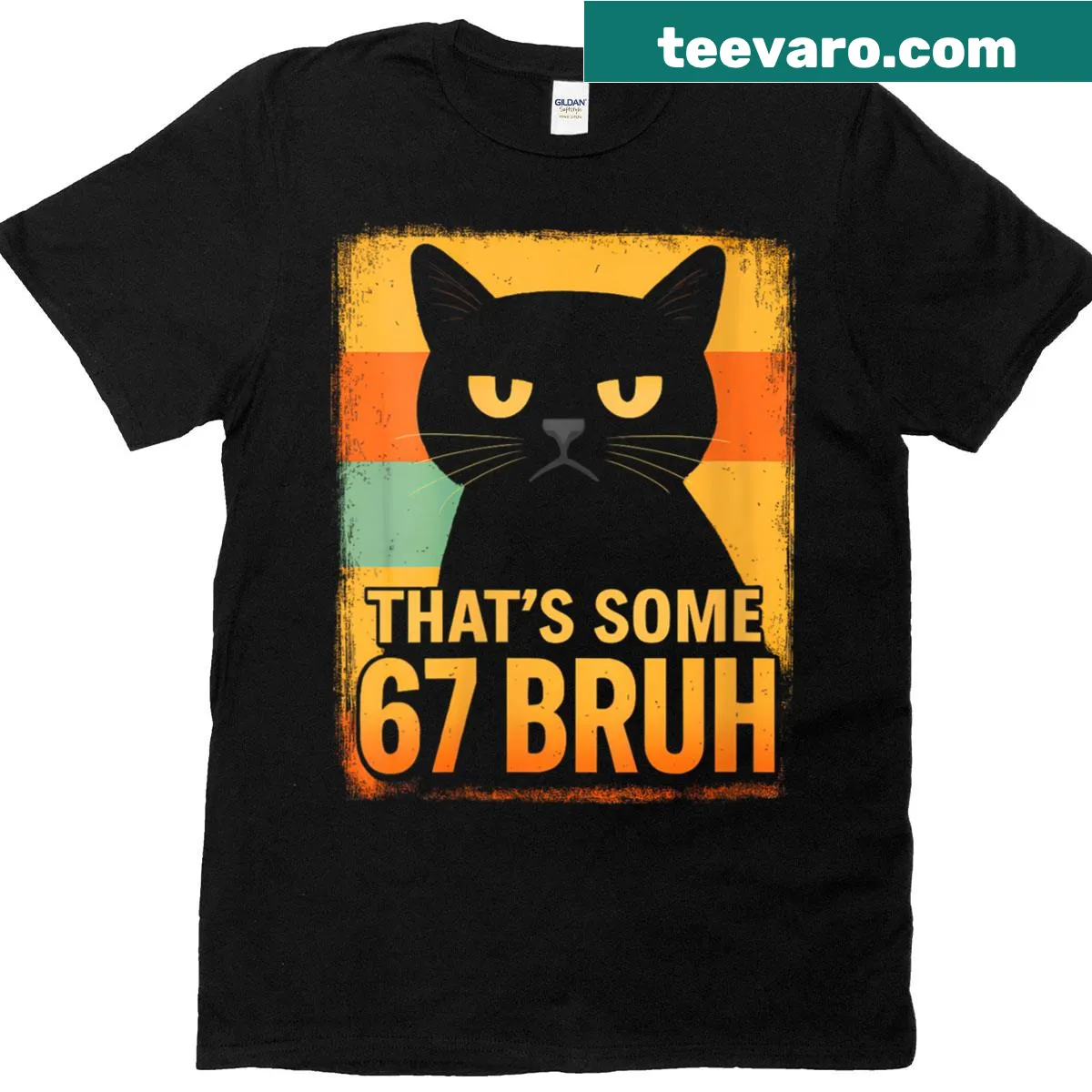 Retro grumpy cat meme t-shirt with playful text — on a men's t-shirt