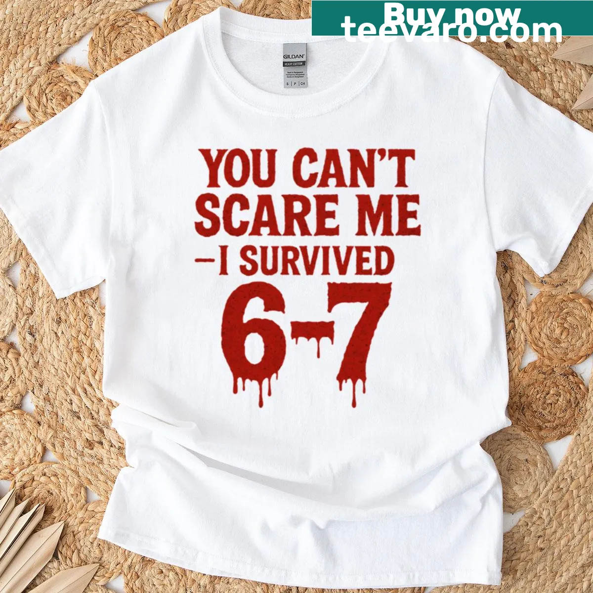 Retro horror meme t-shirt with vintage distressed style and bold text — on a men's t-shirt