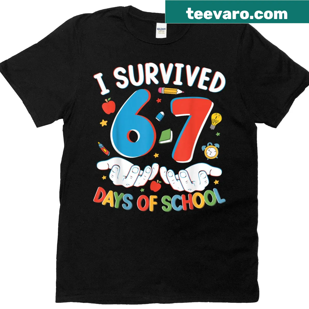 Bold typography t-shirt celebrating 100 days of school survival — on a men's t-shirt