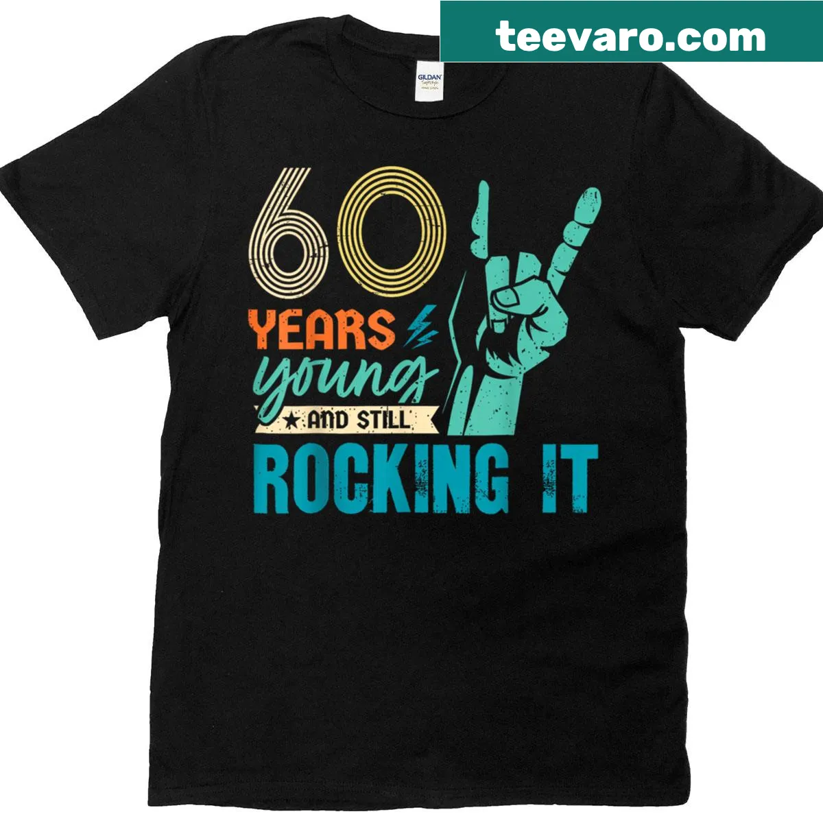 Vintage-style birthday shirt with the phrase Young And Still Rocking It. — on a men's t-shirt