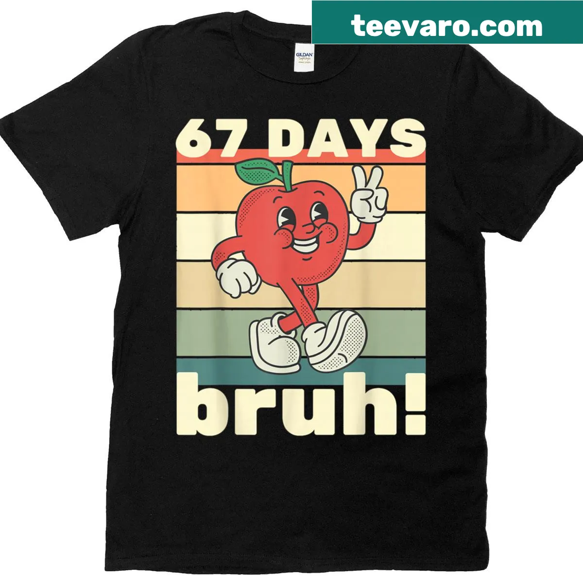 Funny school meme t-shirt with the text '67 Days Of School' and cartoon graphics — on a men's t-shirt