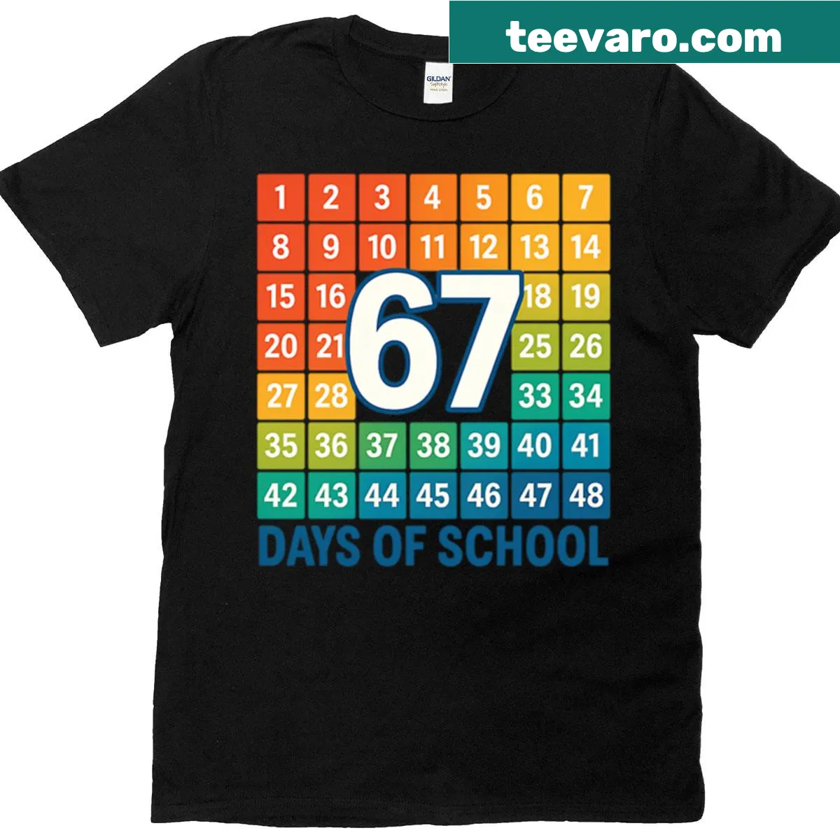 Funny teacher t-shirt with math countdown graphic for school days — on a men's t-shirt