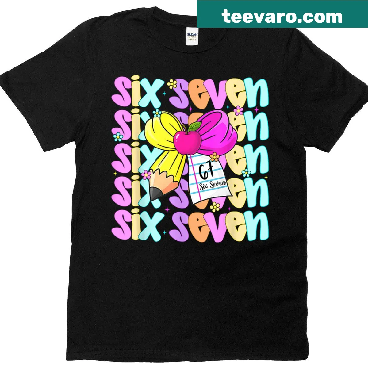 Fun T-shirt for teachers with '67 For Teachers' text and meme reference. — on a men's t-shirt