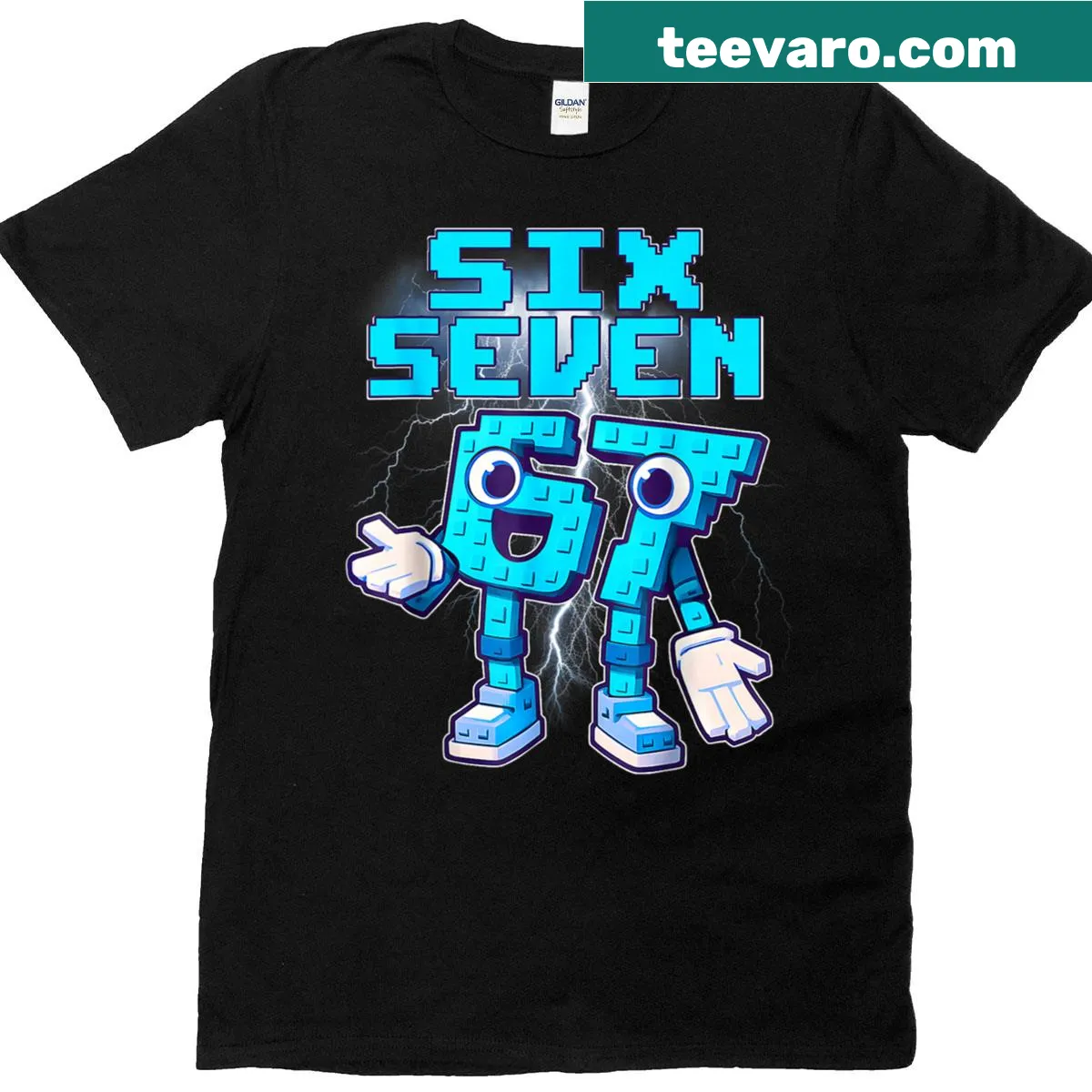 Funny kids T-shirt featuring the phrase 6-7 and Italian meme humor. — on a men's t-shirt
