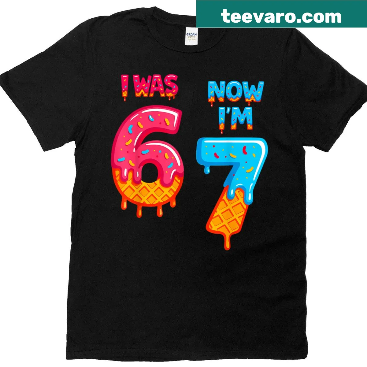 Funny T-shirt for kids celebrating turning 7 from 6 — on a men's t-shirt