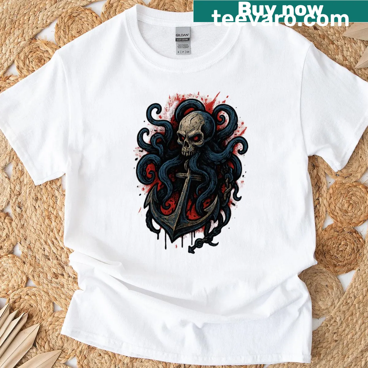 Graffiti-style octopus design for death metal band, edgy graphic — on a men's t-shirt