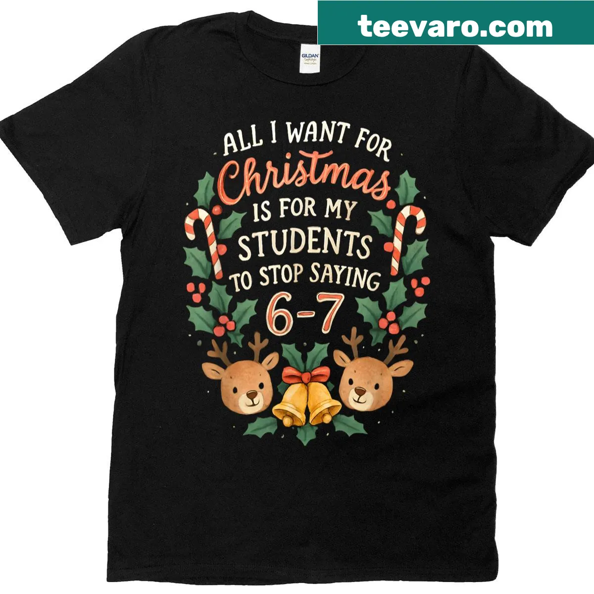 Funny teacher t-shirt with phrase about students and Christmas — on a men's t-shirt