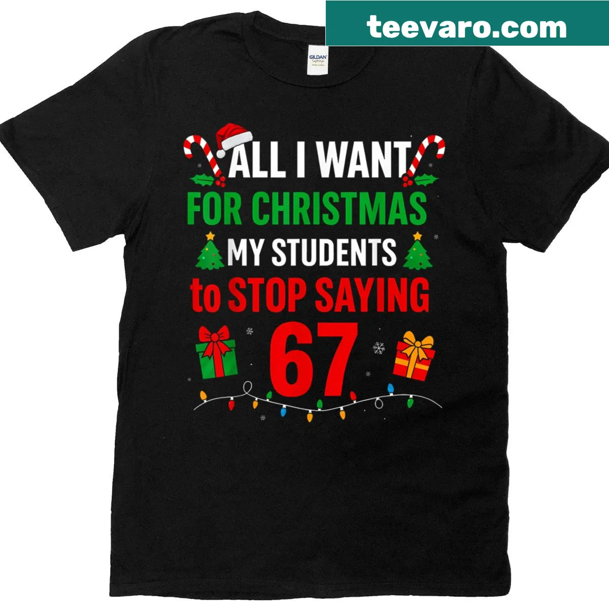 Humorous teacher t-shirt with a funny phrase about students and Christmas — on a men's t-shirt