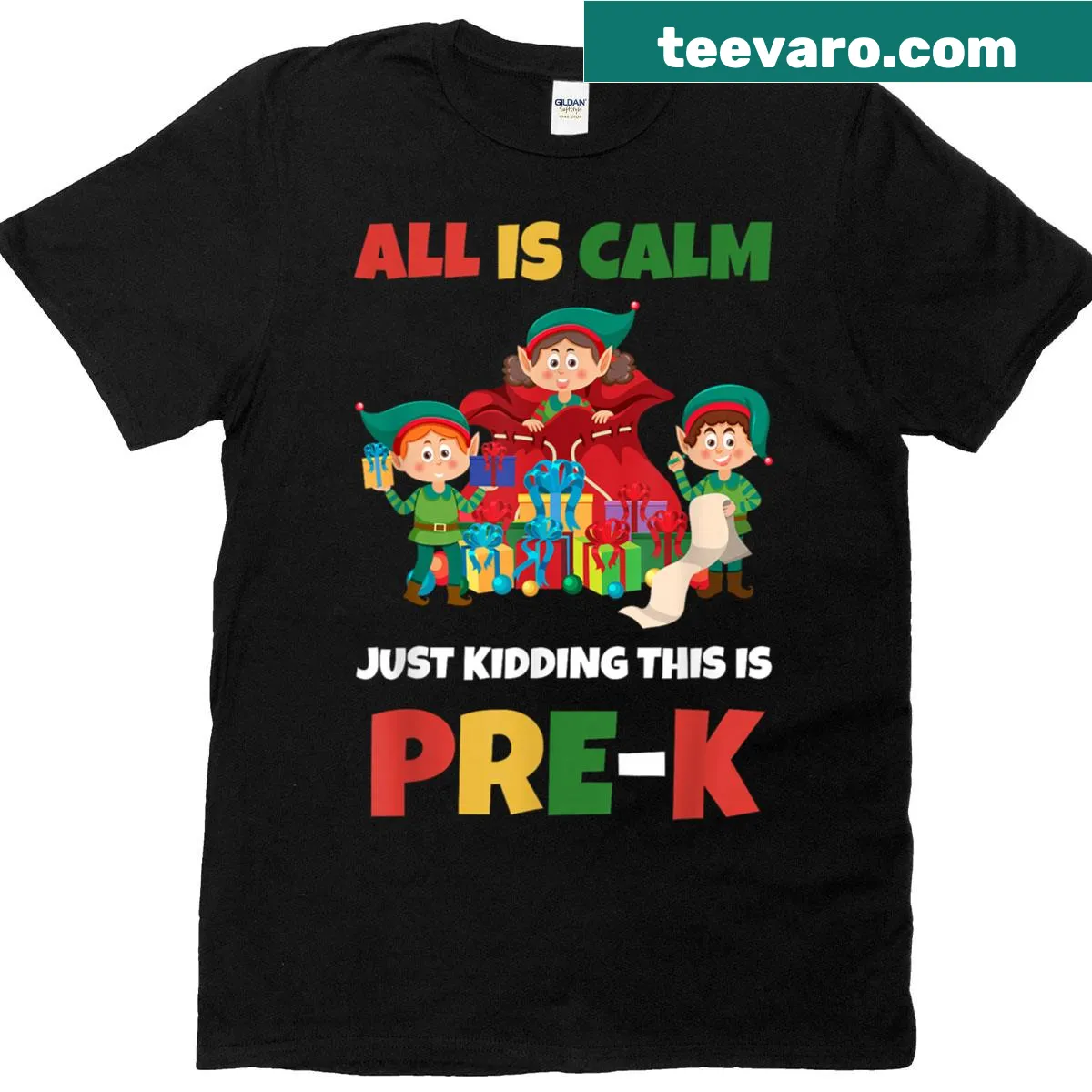 Funny Christmas T-shirt for preschool teachers with humor text — on a men's t-shirt