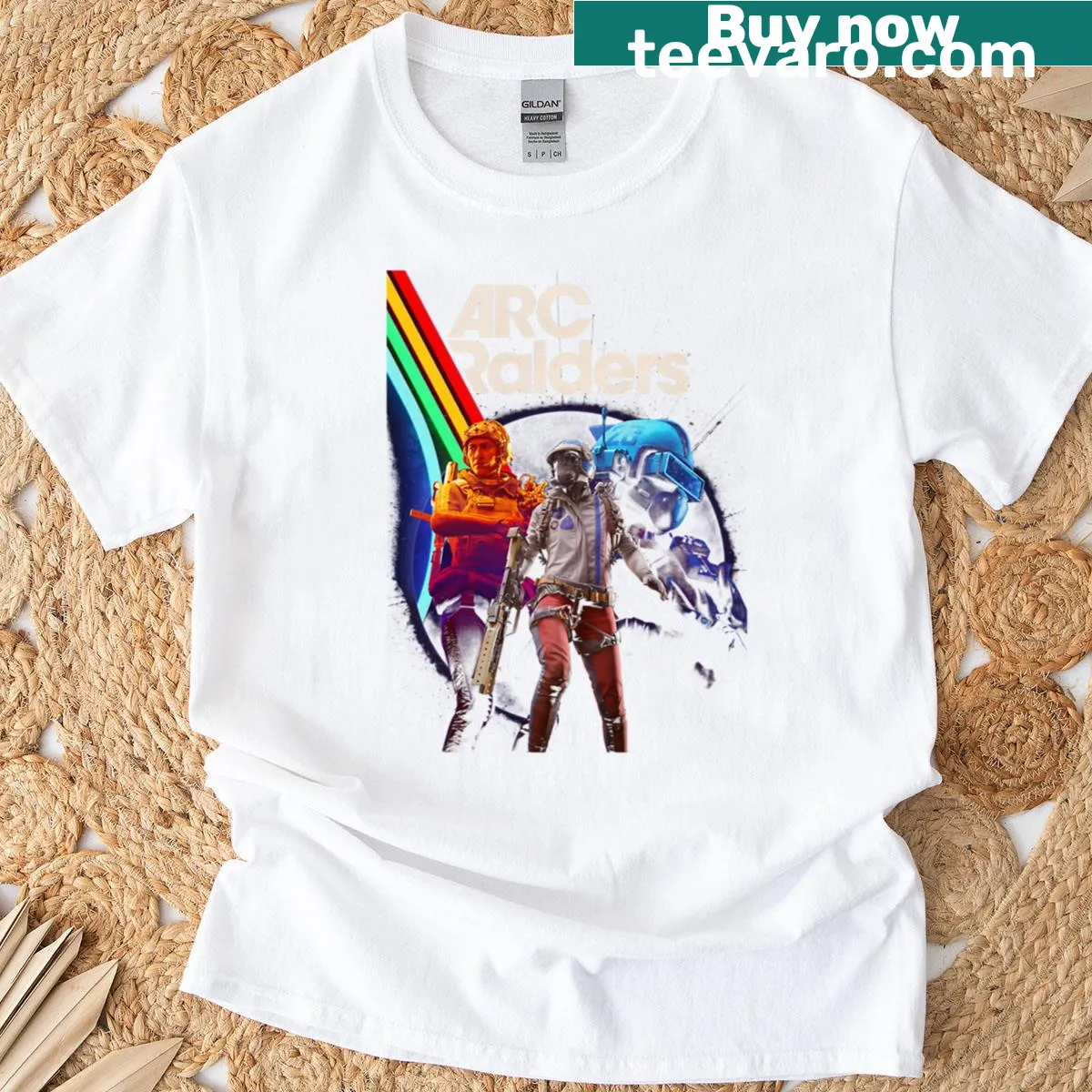 T-shirt featuring Arc Raiders logo with a gaming theme — on a men's t-shirt