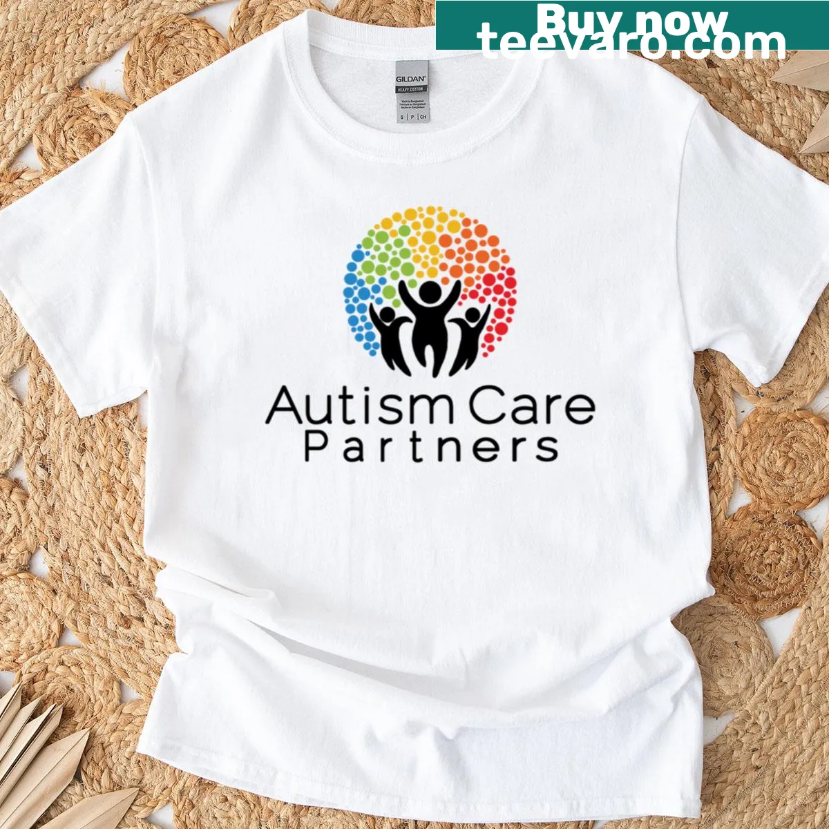 Typography-based Autism Care Partners design on a T-shirt — on a men's t-shirt
