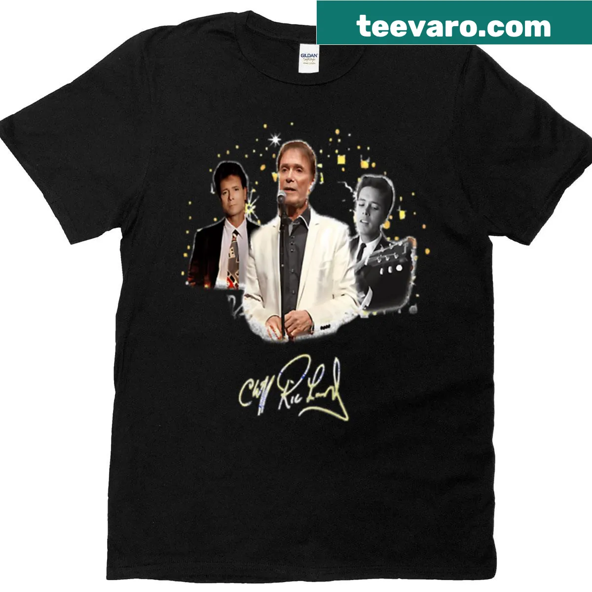 Retro Cliff Richard T-shirt celebrating the iconic singer — on a men's t-shirt