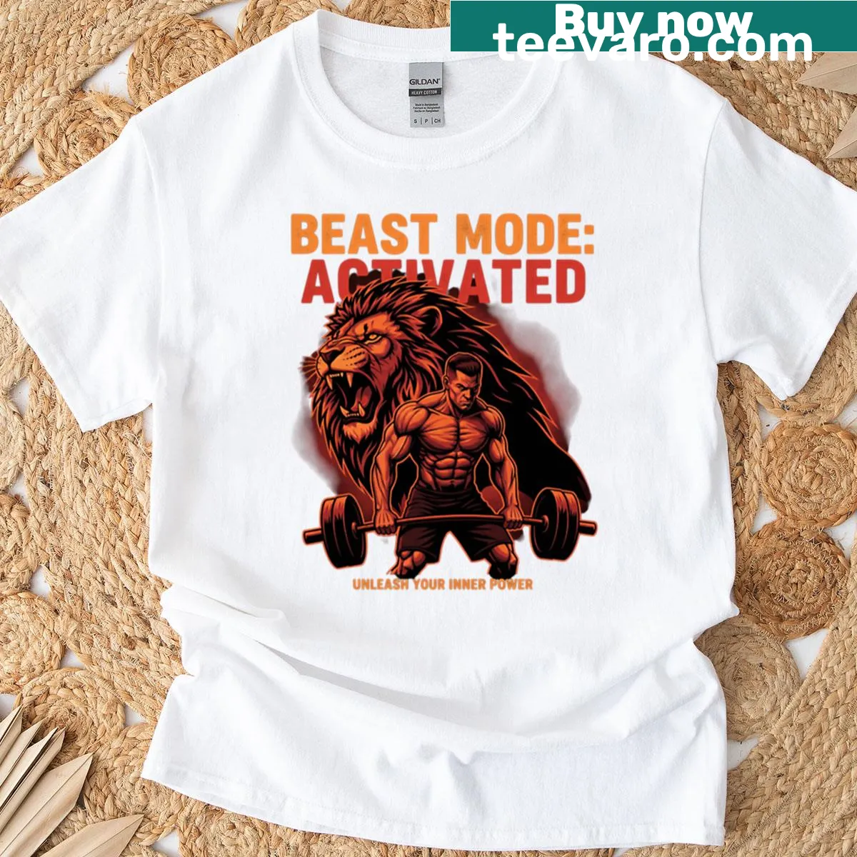 Bold typography on a Beast Mode Activated T-shirt — on a men's t-shirt