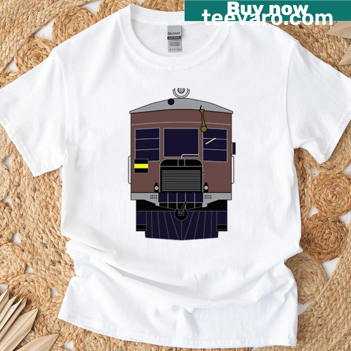 Vintage Brill 75 railcar graphic T-shirt — on a men's t-shirt