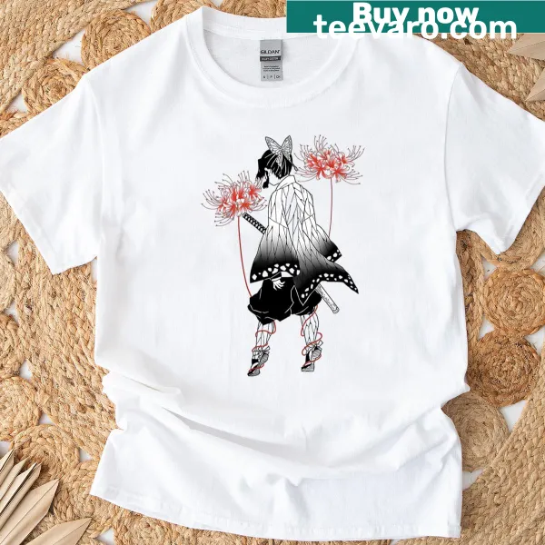 Illustration of a butterfly with floral accents on T-shirt