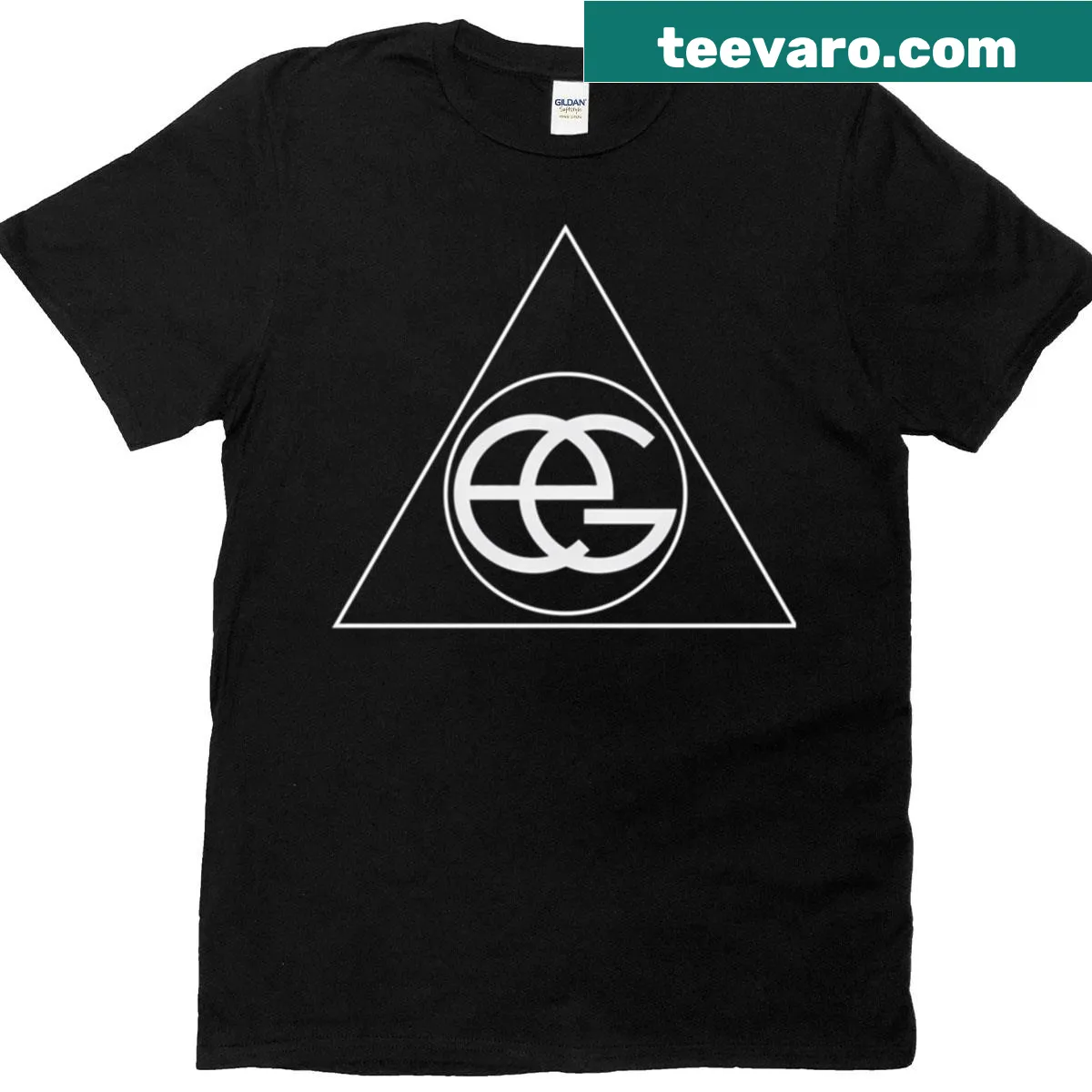 Illustration of a serene river on a music-themed T-shirt — on a men's t-shirt