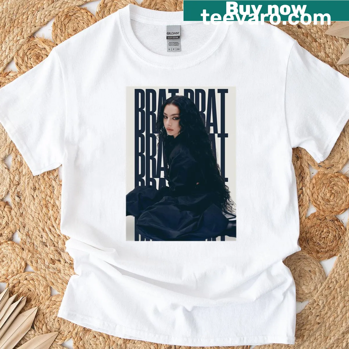 Cartoon-inspired graphic of Charli XCX on a t-shirt — on a men's t-shirt