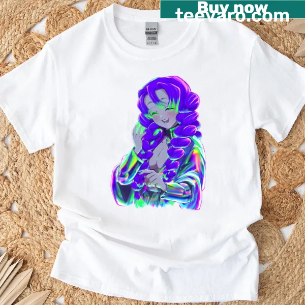 Illustrated cherry blossoms on a shirt symbolizing strength and beauty