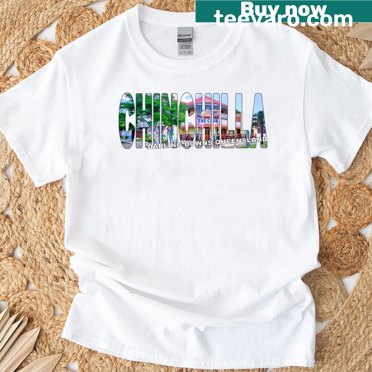 Illustrated chinchilla representing Darling Downs on a T-shirt — on a men's t-shirt