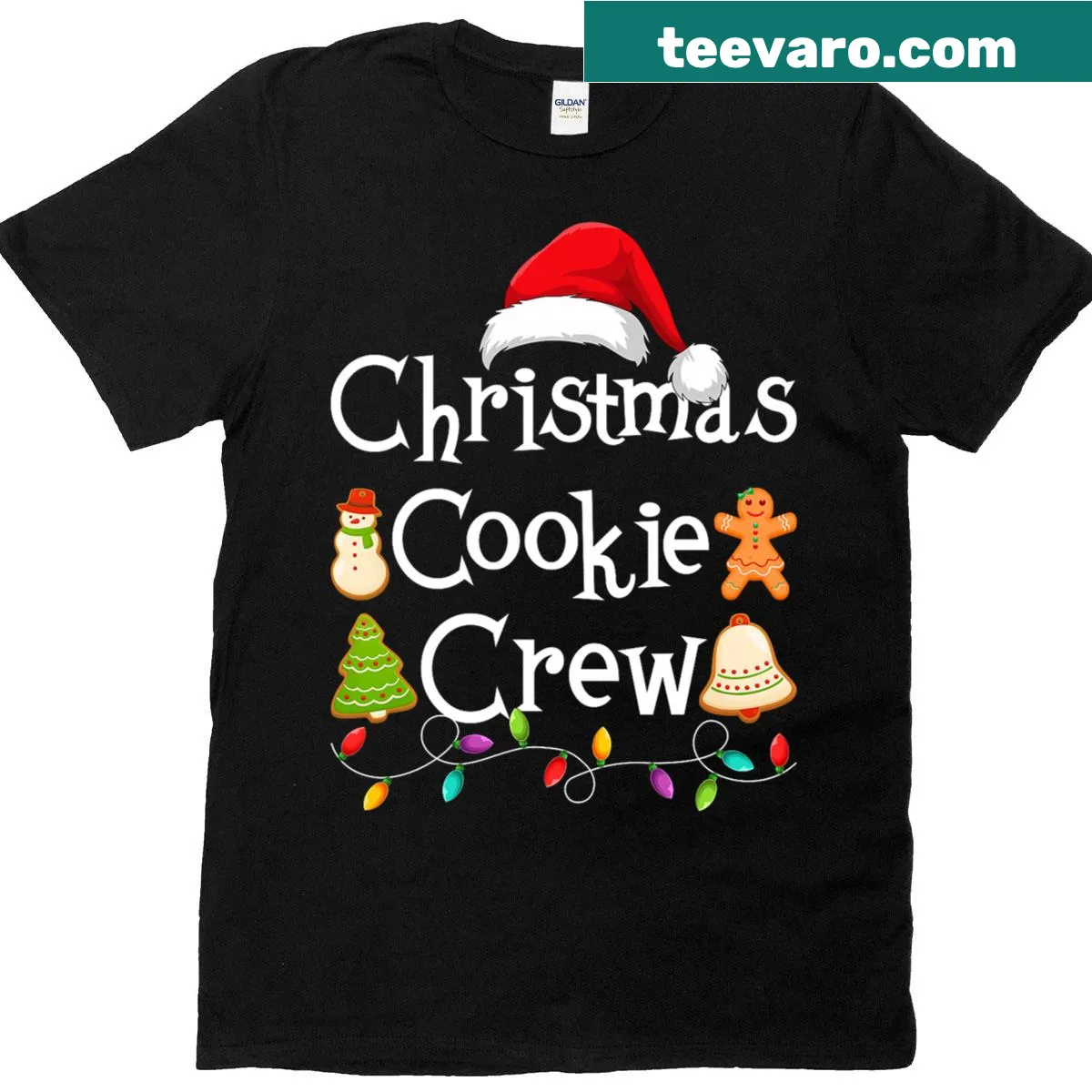 Christmas Cookie Crew T-shirt featuring fun typography for family baking — on a men's t-shirt