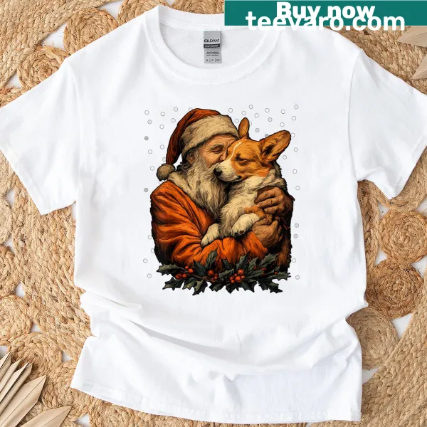 Corgi dressed as Santa Claus in a festive design