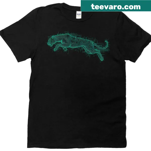 Cartoon panther design with circuit board elements