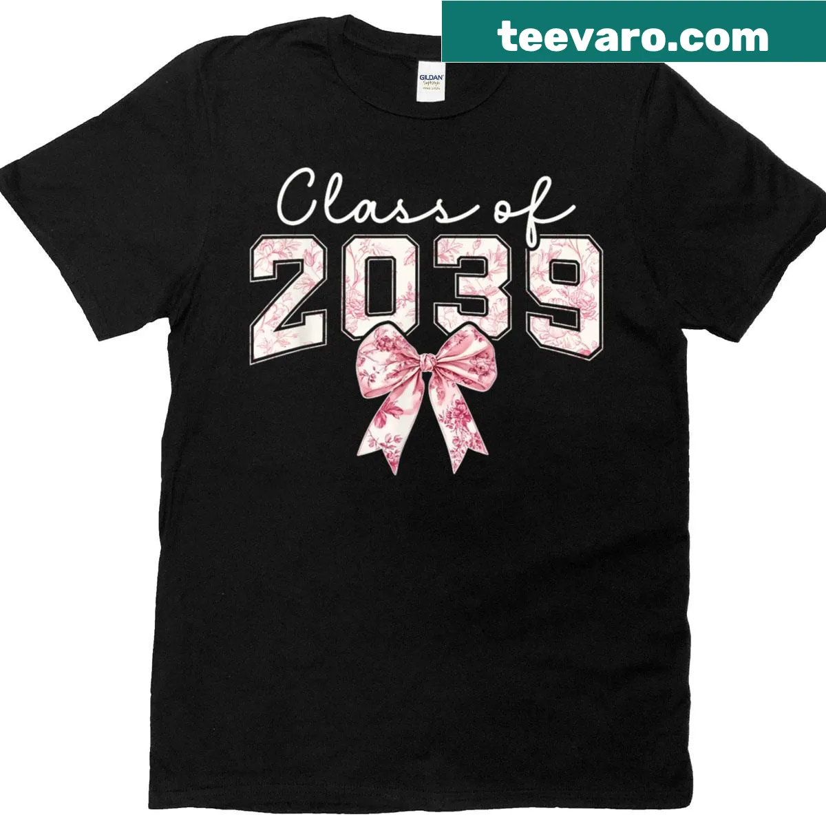 Vintage floral graduation t-shirt for kids with a cute bow design — on a men's t-shirt