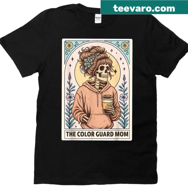 Tarot card skeleton design for a Color Guard Mom T-shirt