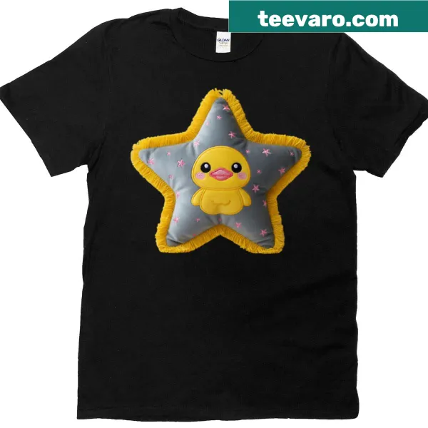 Kawaii chick with stars design on a gray T-shirt