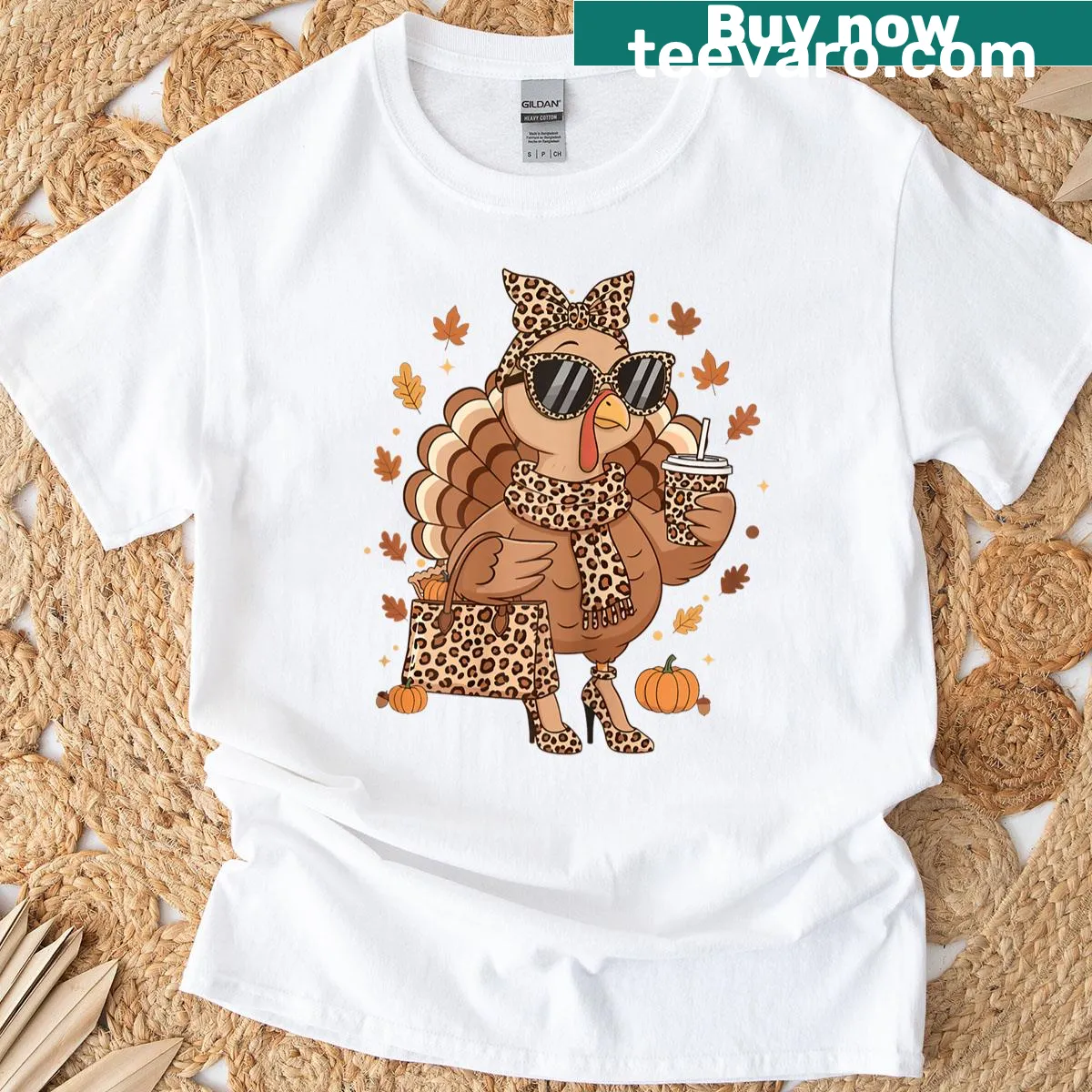 Cute T-shirt featuring a turkey and stylish bow for Thanksgiving — on a men's t-shirt