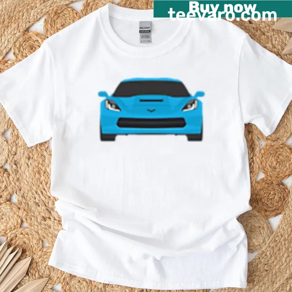 Minimalist vector drawing of Corvette C7 graphic t-shirt