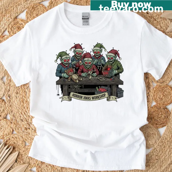 Zombie Santa Claus in workshop illustration for Christmas
