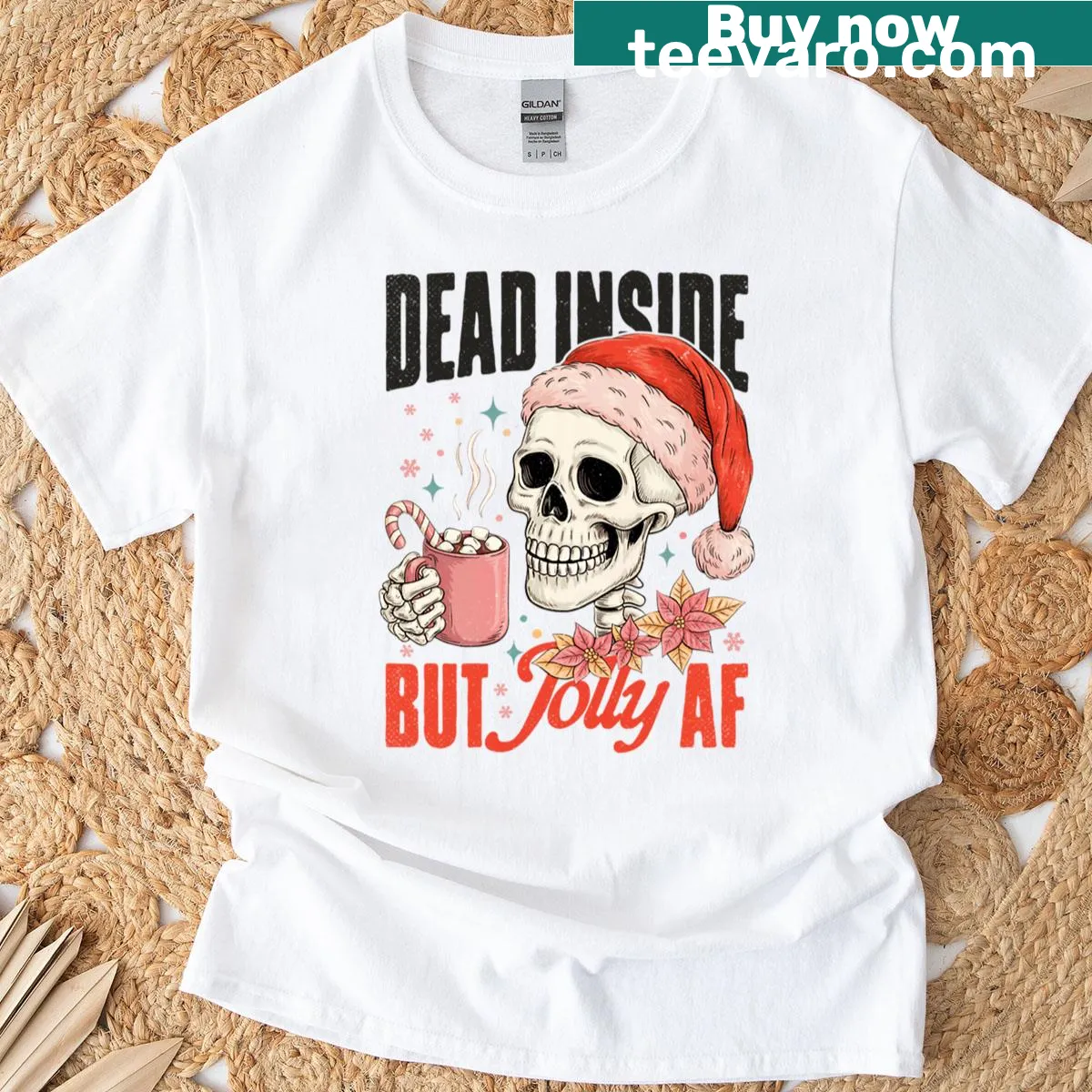 Edgy Christmas shirt with a skull and humorous text. — on a men's t-shirt