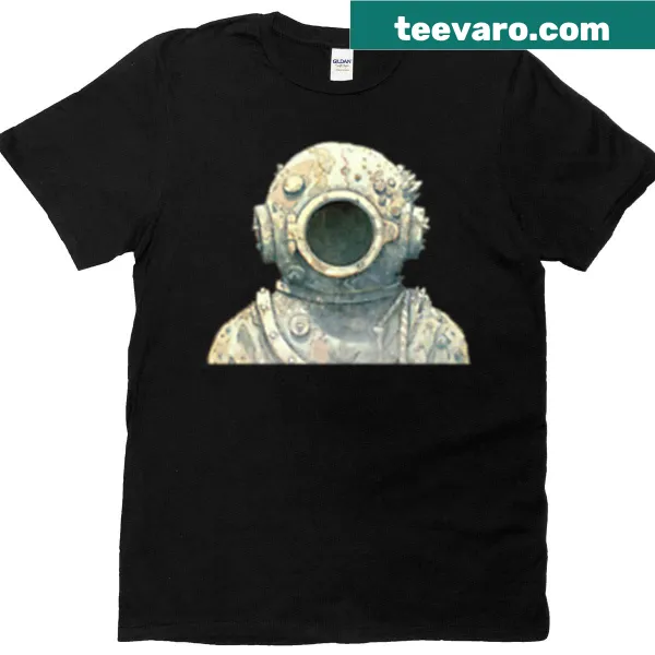 Illustration of a deep sea diver with marine life on a t-shirt