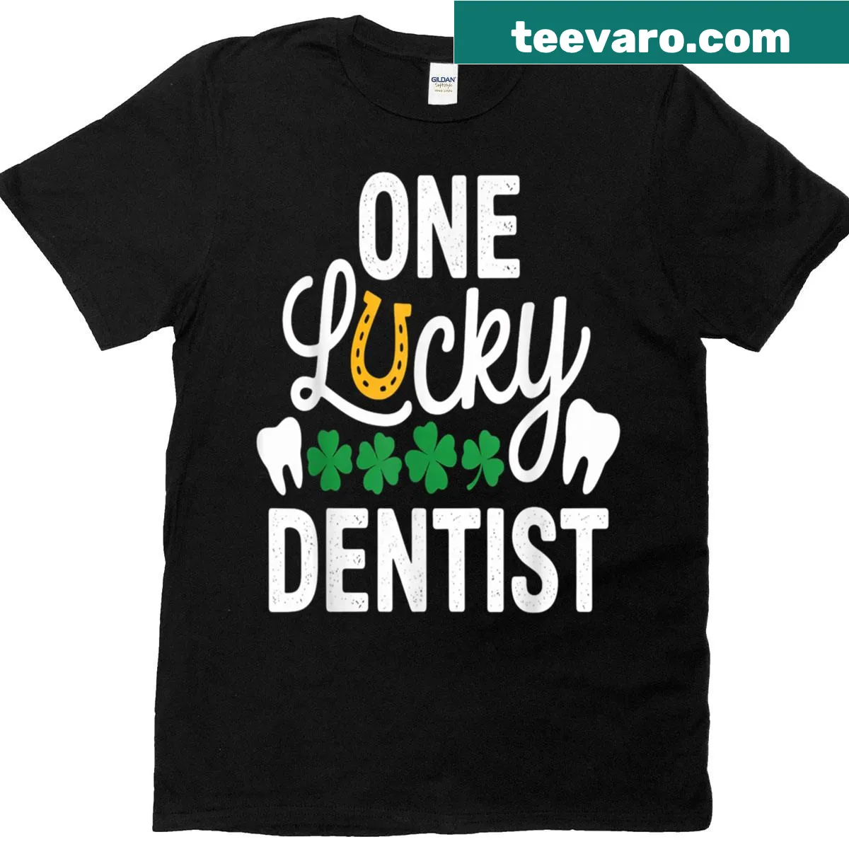 Shamrock and dental graphic on a St. Patrick's Day T-shirt — on a men's t-shirt