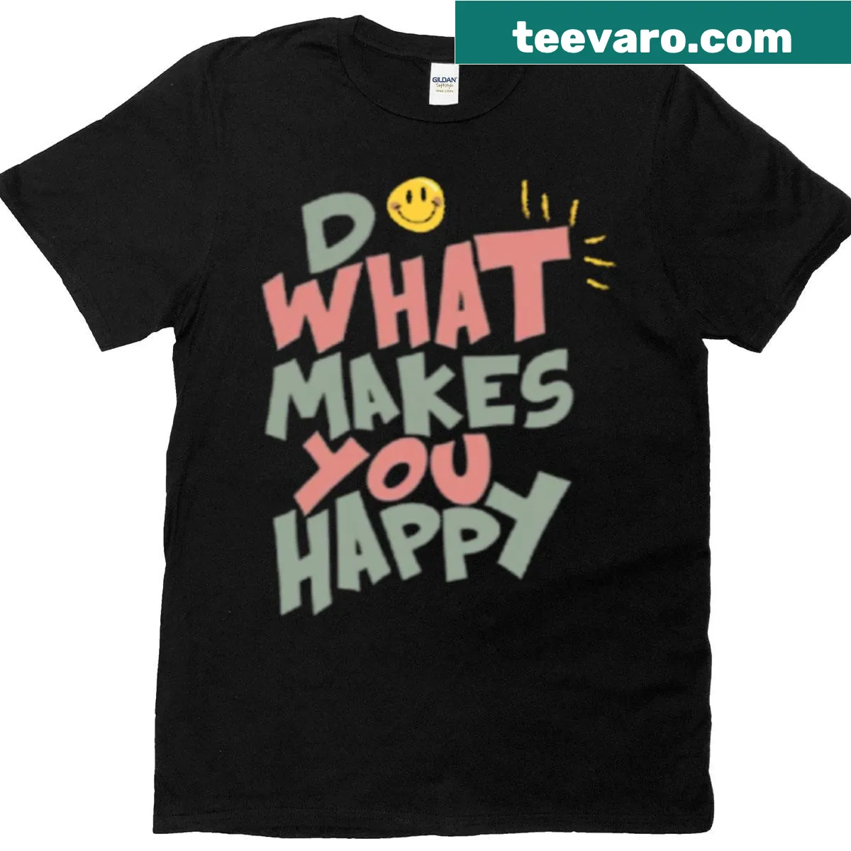 Motivational T-shirt with the quote 'Do What Makes You Happy' in retro typography — on a men's t-shirt