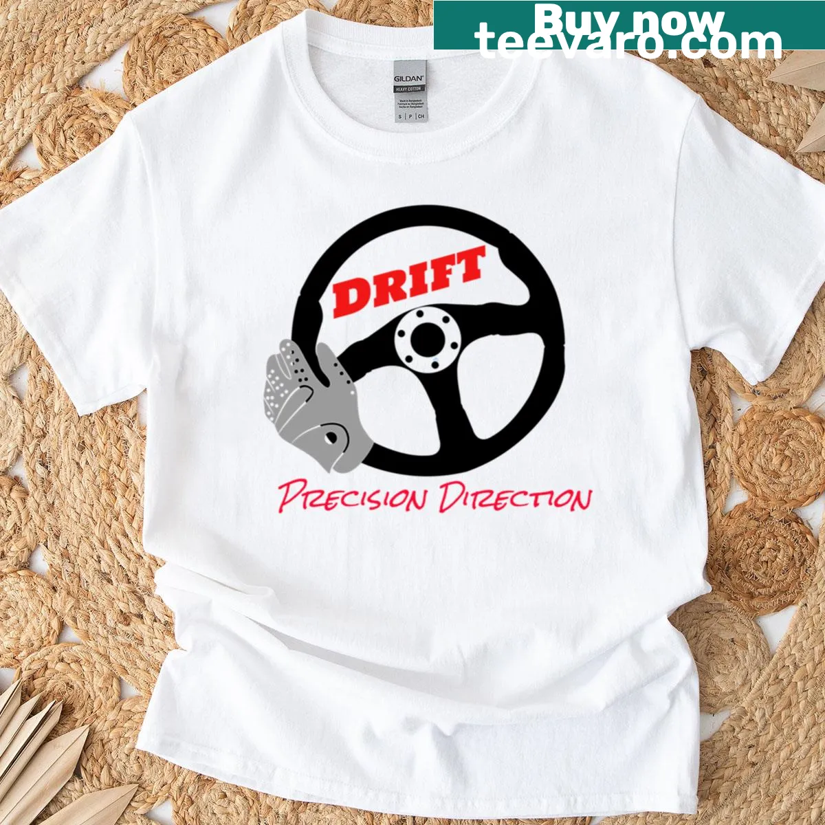 Dynamic drift car graphic on a casual t-shirt. — on a men's t-shirt