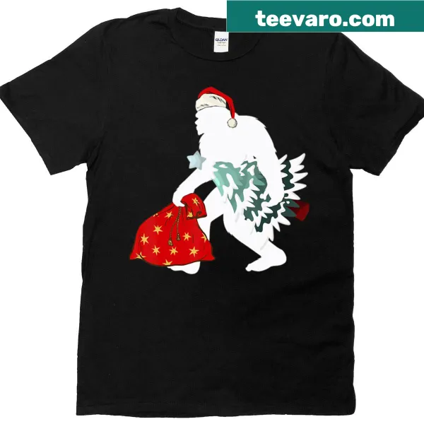 Vintage Bigfoot Christmas tree t-shirt with retro lights