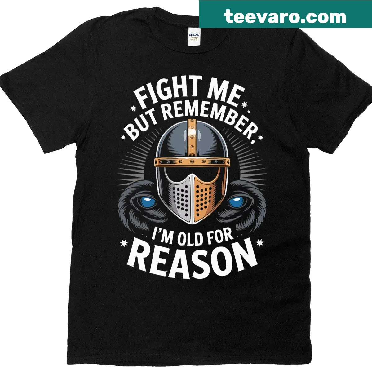 Edgy quote T-shirt saying 'Fight Me But Remember I'm Old' — on a men's t-shirt