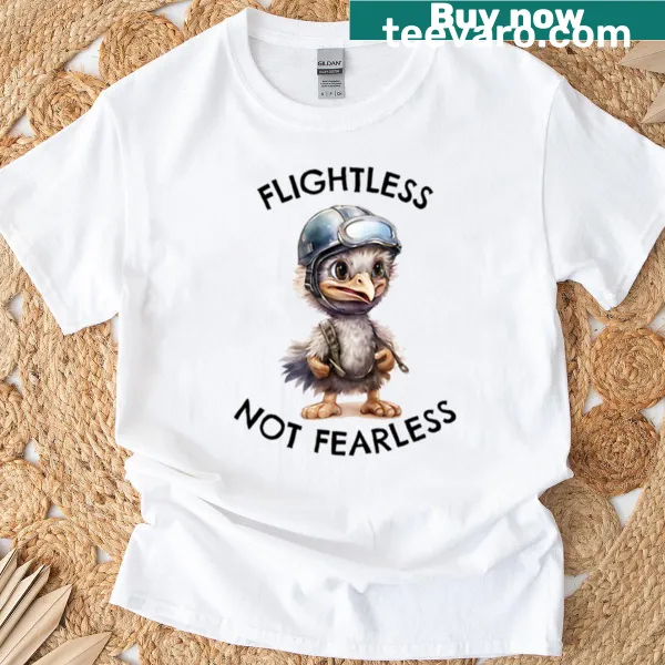 Edgy illustrated T-shirt featuring a brave ostrich with a bold message