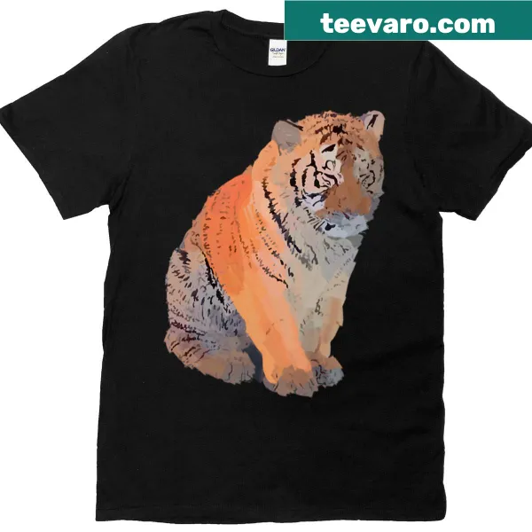 Adorable fluffy tiger illustration on a casual t-shirt